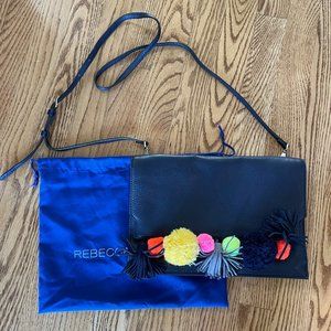 Navy Leather Crossbody/Shoulder Bag with Poms from Rebecca Minkoff